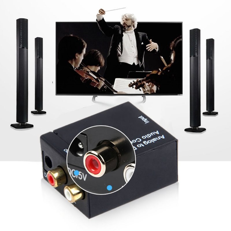 Digital to Analog Audio Converter Adapter Digital Optical Fiber Coaxial RCA Toslink Signal to Analog Audio Converter RCA for DVD