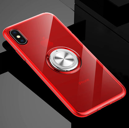 Compatible with Apple, Transparent Magnetic Ring Stand Phone Case For iPhone XR XS Max X XS Adsorption Holder case For iPhone 6 6S Plus 7 8 Plus cover