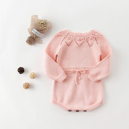 Girls' Leaf Cotton Knit Woolen Jumpsuit Wrapper