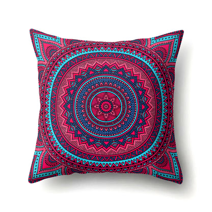 Mandala textured peach velvet pillow