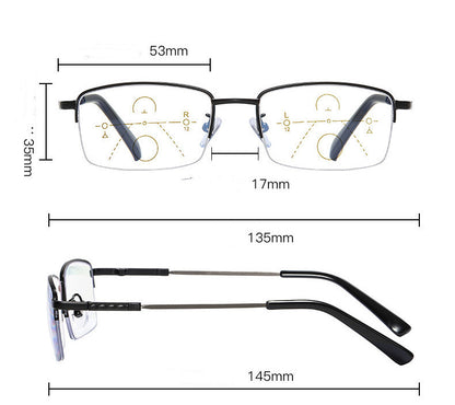 Men's Distance And Near Dual-use Anti-blue Light Memory Frame Reading Glasses
