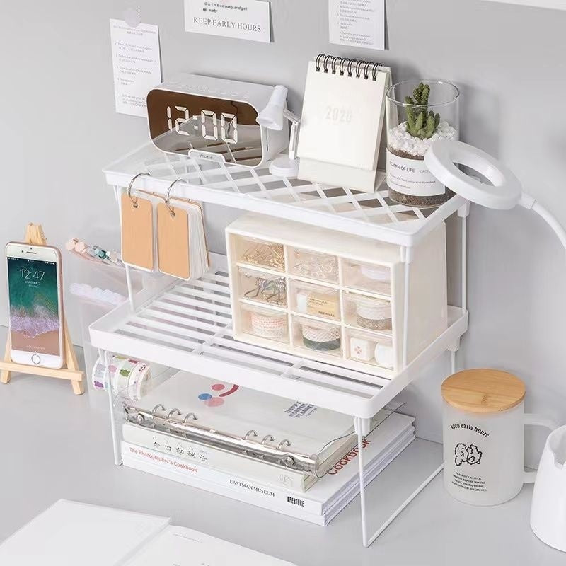Plastic Double-layer Desktop Sundries Organizer Storage Rack
