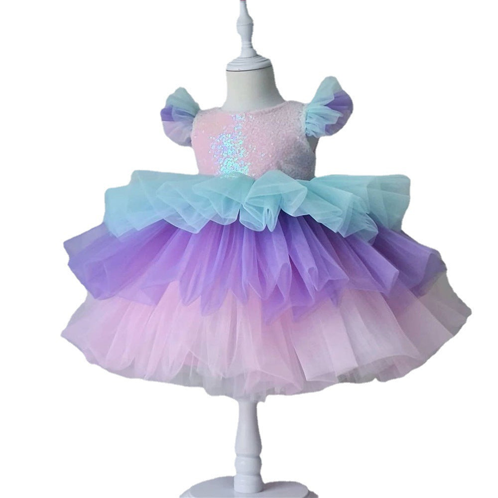 Mesh Sequin Dress For Children