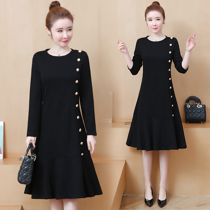 Plus size women's fat sister temperament celebrities cover meat was thin knitted dress