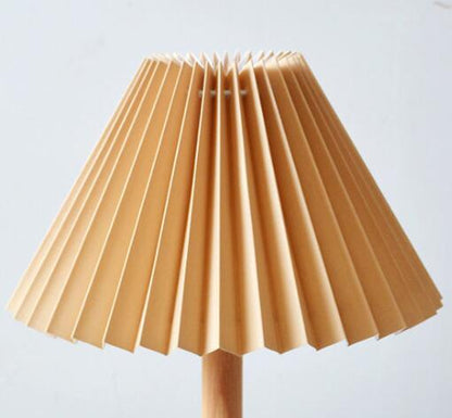 Pleated Solid Wood Usb Decorative Table Lamp