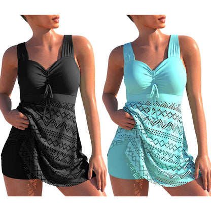 Lace-up One Piece Backless Conservative Spa Bikini