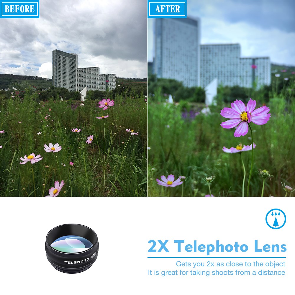 APEXEL Phone lens kit universal 10 in 1 Fisheye Wide Angle macro Lens CPL Filter Kaleidoscope+2X telescope Lens for smartphone