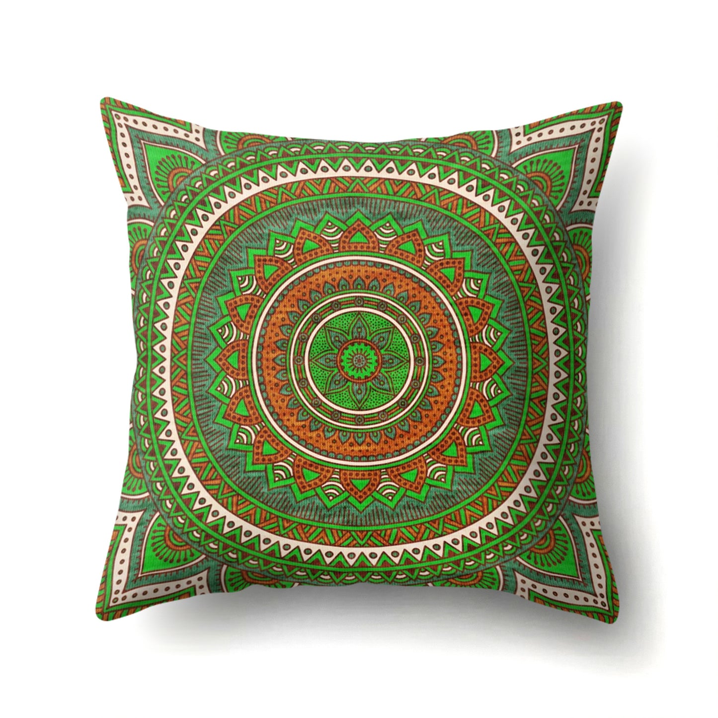 Mandala textured peach velvet pillow
