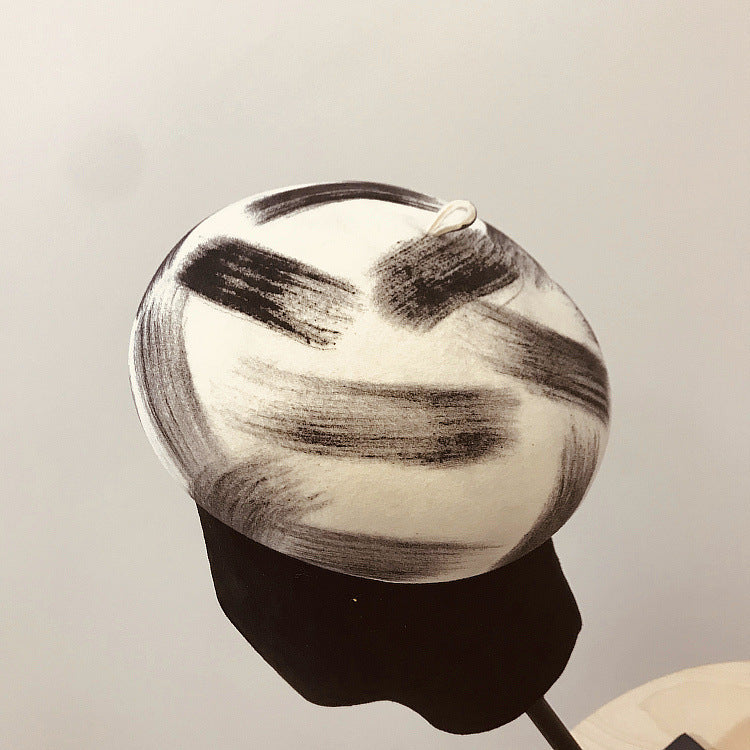 Simple graffiti brush color female wool felt hat