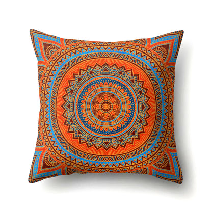 Mandala textured peach velvet pillow