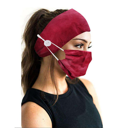 Button headband mask headscarf hair accessory 2-piece set
