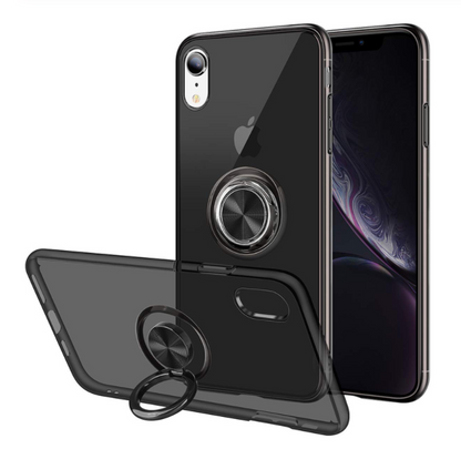 Compatible with Apple, Transparent Magnetic Ring Stand Phone Case For iPhone XR XS Max X XS Adsorption Holder case For iPhone 6 6S Plus 7 8 Plus cover