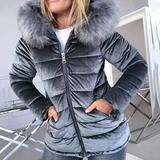 Ladies winter velvet coat faction overcomes