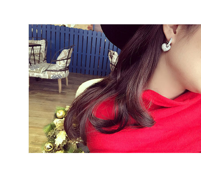 Personalized Micro Inlaid Zircon Peach Earrings And Love Earhook