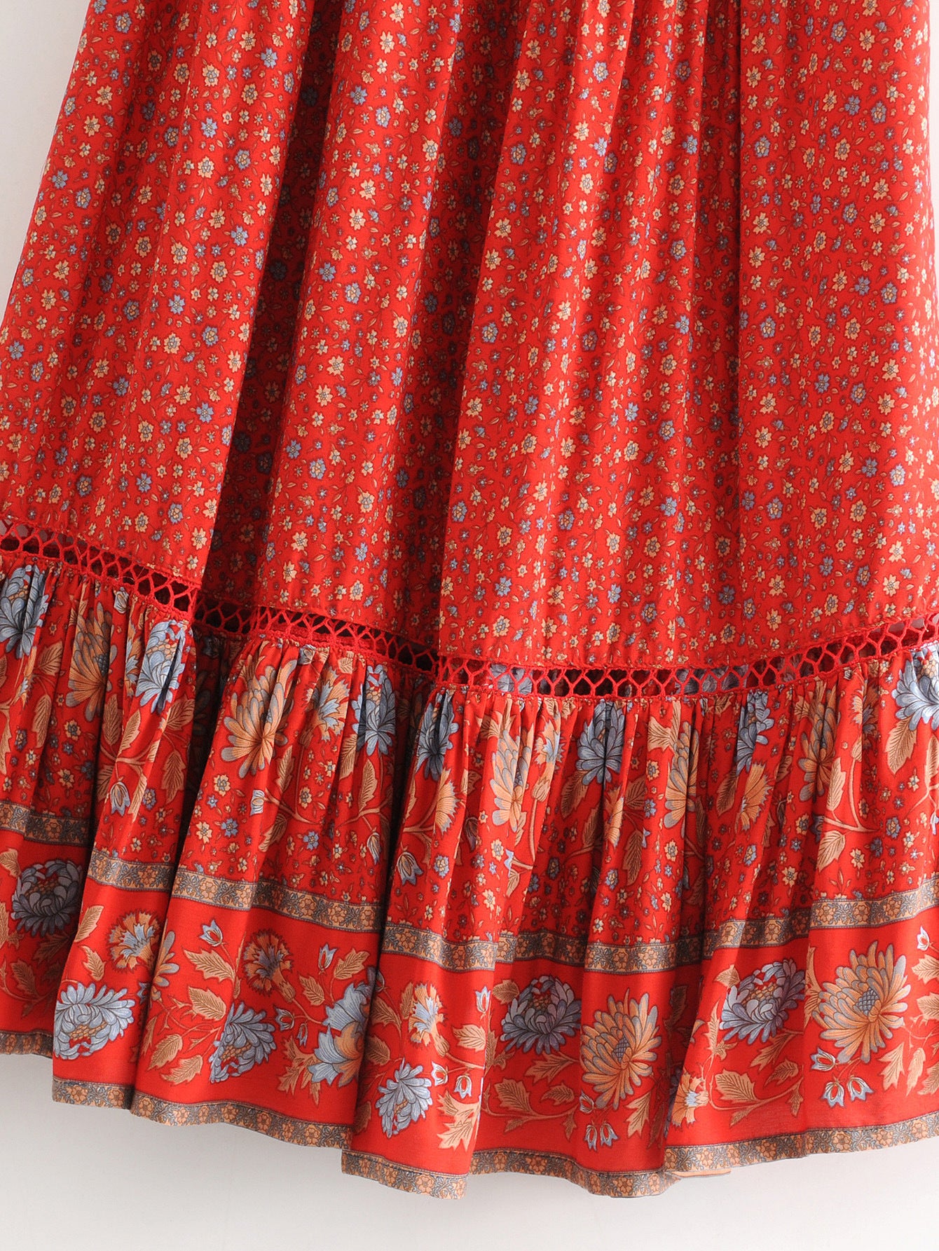 Printed cutout red sunflower skirt