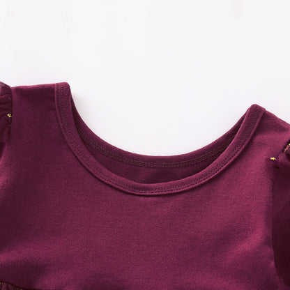 Long sleeve solid color pleated skirt