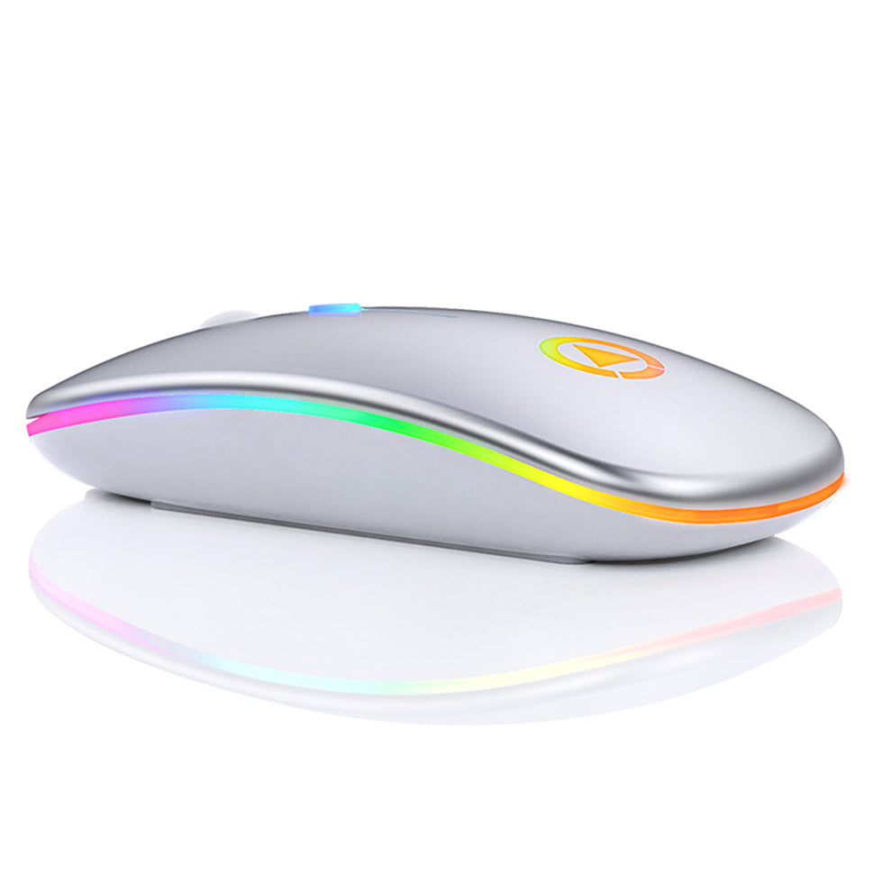 BLACK Silent ULTRA THIN rechargeable wireless mouse 7 GLOWING LIGHTS