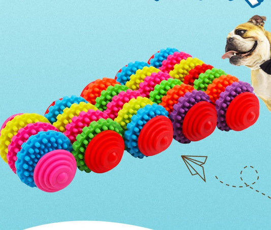 Dog Toy Ball Rubber Gear Colorful Swivel