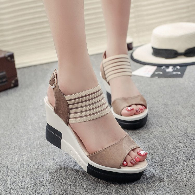 Fashion plus size women's shoes with buckle webbing