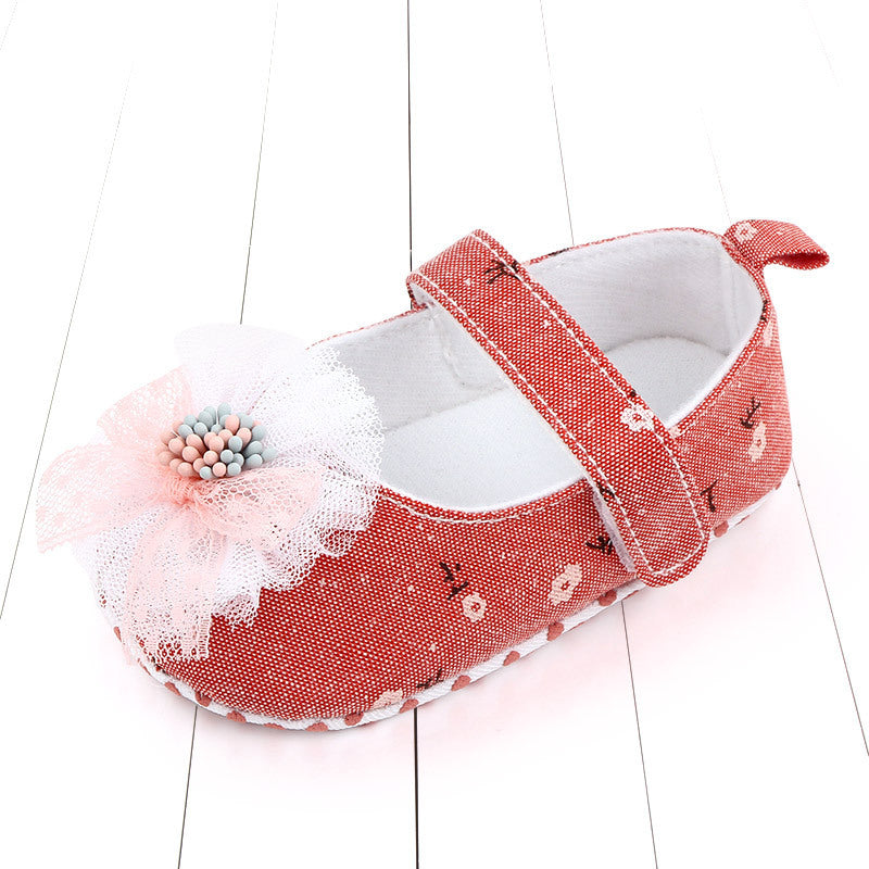 Bow lace non-slip toddler shoes