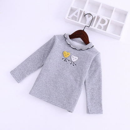 Fungus embroidered cotton bottoming shirt