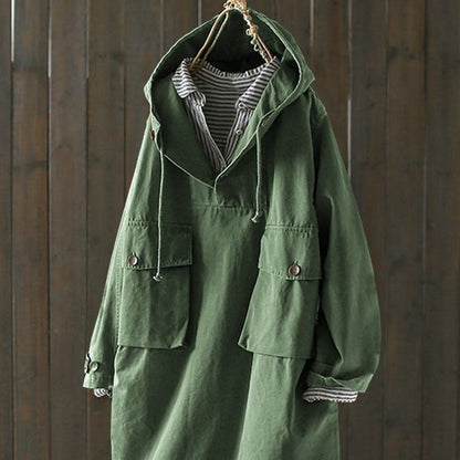 Women's plus size mid-length trench coat