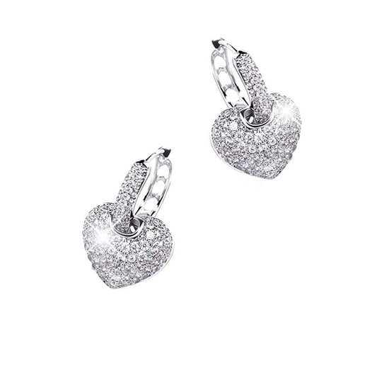 Personalized Micro Inlaid Zircon Peach Earrings And Love Earhook