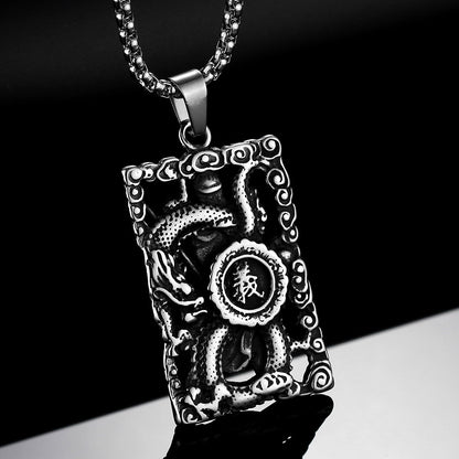 Titanium steel lace relief Guan Gong pendant pendant