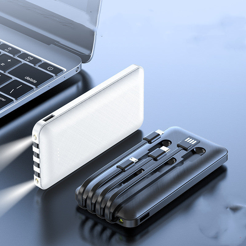 High capacity power bank with its own cable