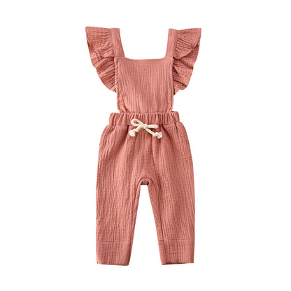 Bubble cotton pleated flying sleeve suspenders