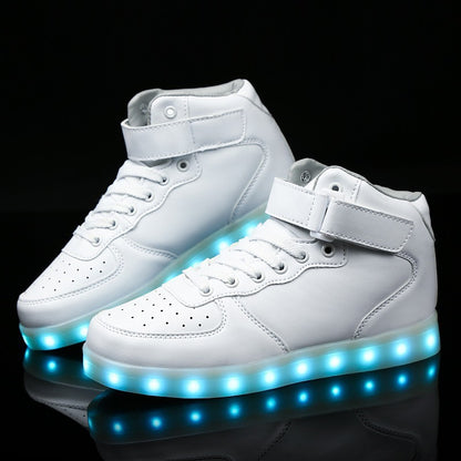Usb Rechargeable Men's And Women's Light Shoes High Top Luminous Shoes
