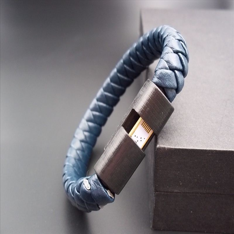 Leather woven creative data cable bracelet