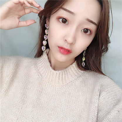 Rhinestone pink purple earrings