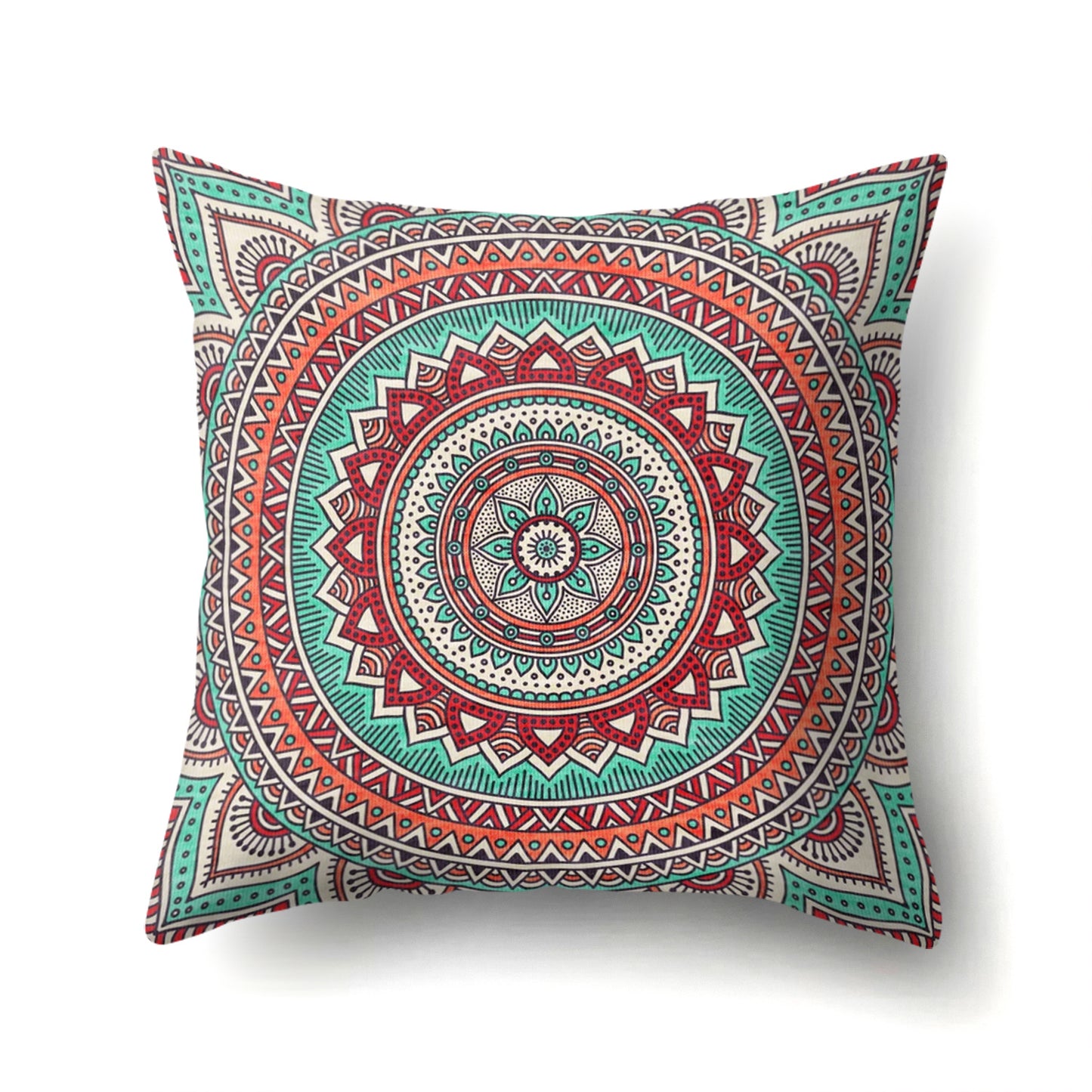 Mandala textured peach velvet pillow