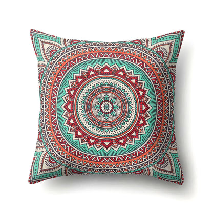 Mandala textured peach velvet pillow