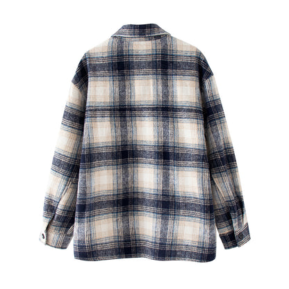 Brushed plaid coat women's clothing