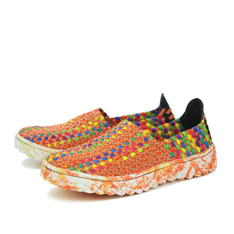 Braided Shoes Men's Casual Sports Shoes Elastic Loafers