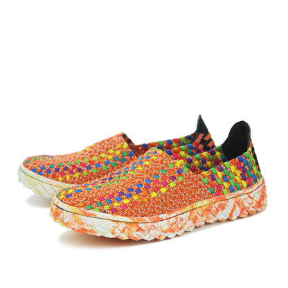 Braided Shoes Men's Casual Sports Shoes Elastic Loafers