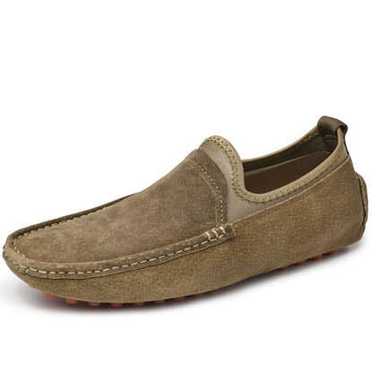 Casual Shoes Men Summer Moccasins Slip On Breathable Plus-Size Genuine-Leather