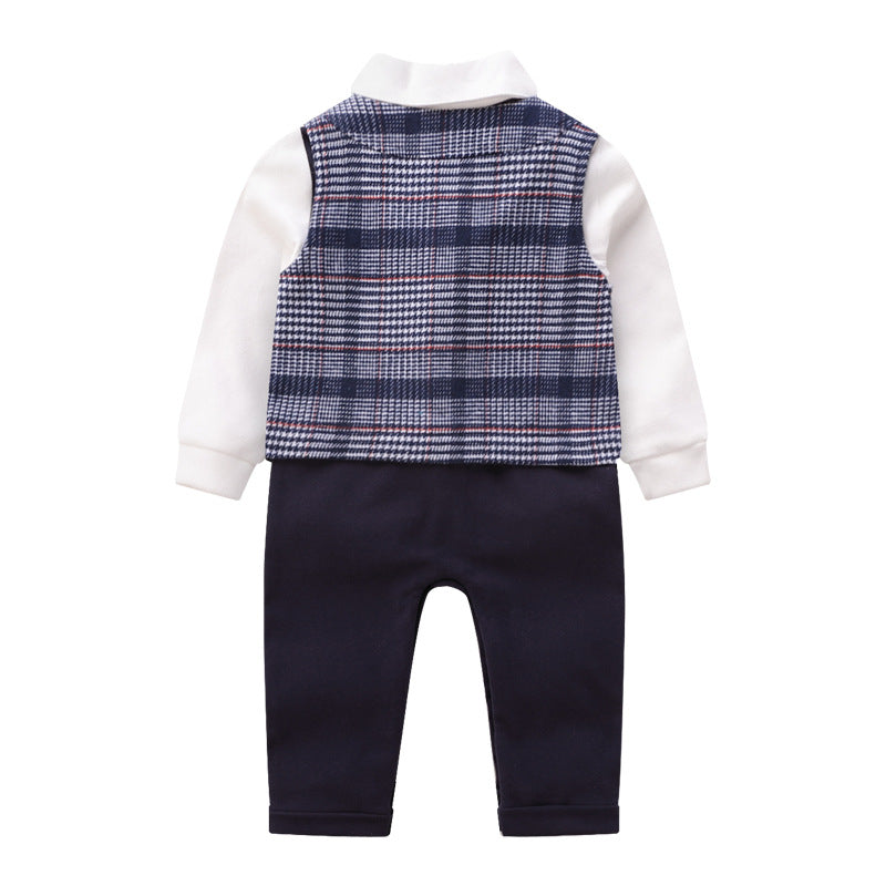 Baby vest striped gentleman romper
