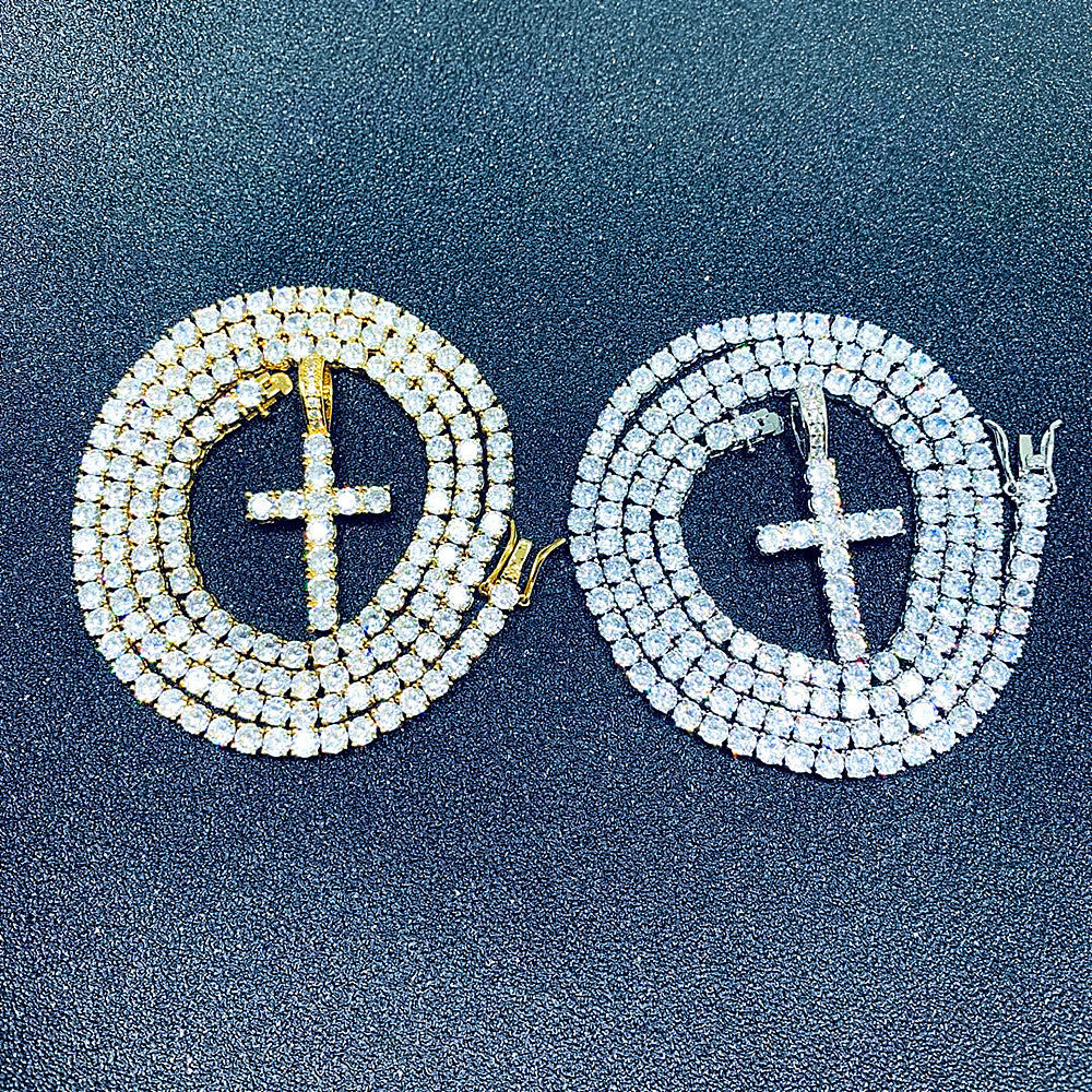 Tennis chain with cross necklace