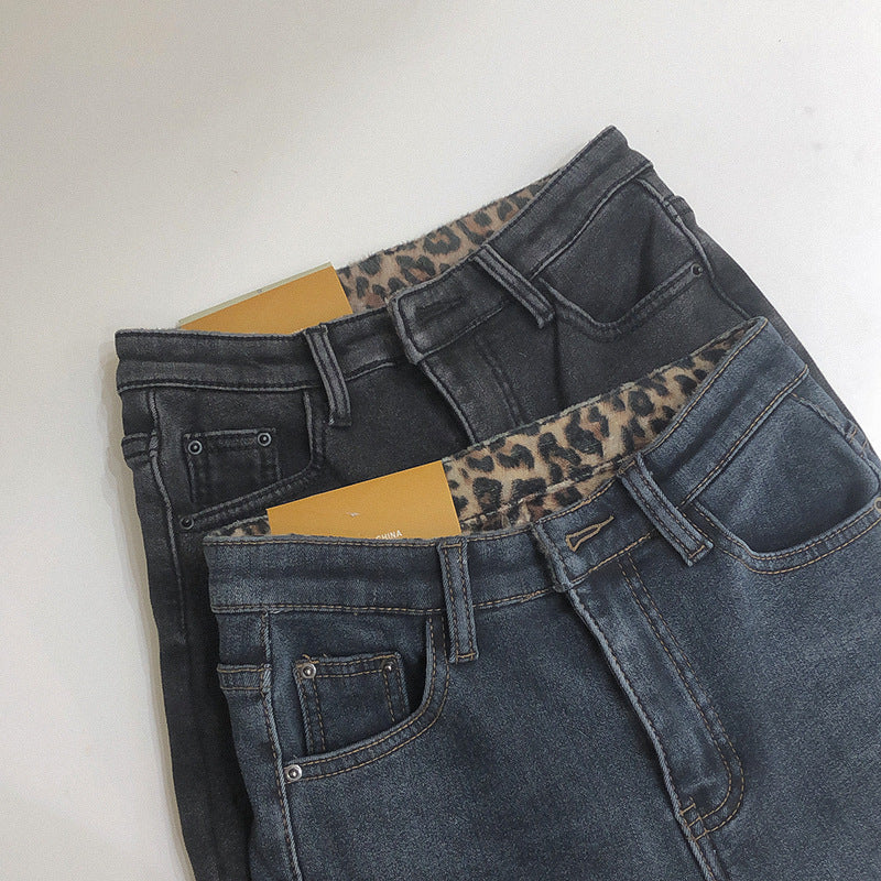 High-rise plus fleece jeans