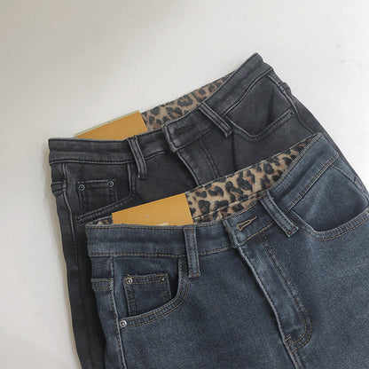 High-rise plus fleece jeans