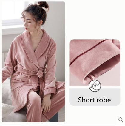 Burgundy island velvet fabric winter unisex flannel robe for men & women