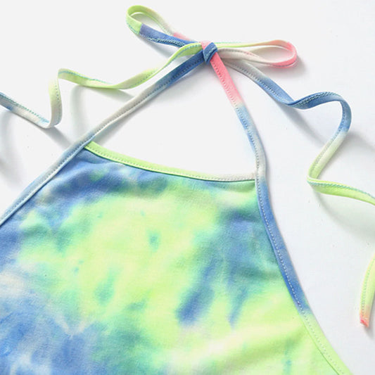 Open-back umbilical tie-dye sling two-piece