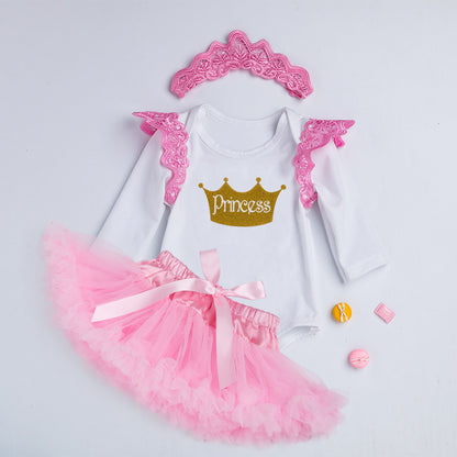 Cross-border baby children's holiday crown romper