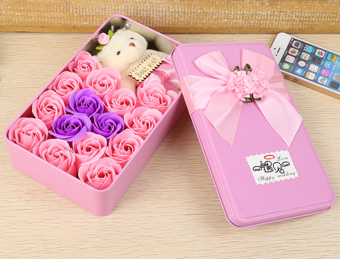 Soap Flower Rose Soap Flower Flower Gift Box Valentine's Day Gift for Girlfriend Extra Large Square