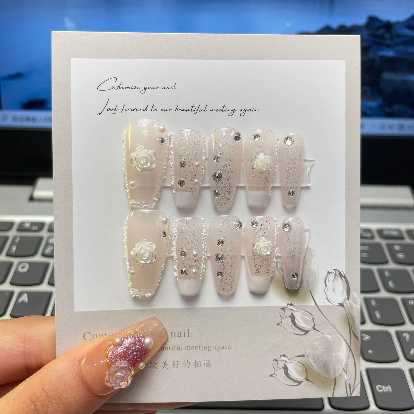 Camellia Plaster Relief Nail Stickers Suit