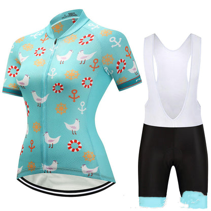 Short-sleeved cycling suit suit bicycle clothing female models moisture wicking outdoor clothing