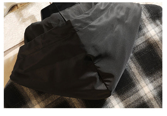 Men's Japanese Plus Size Casual Original Detachable Hooded Plaid Shirt